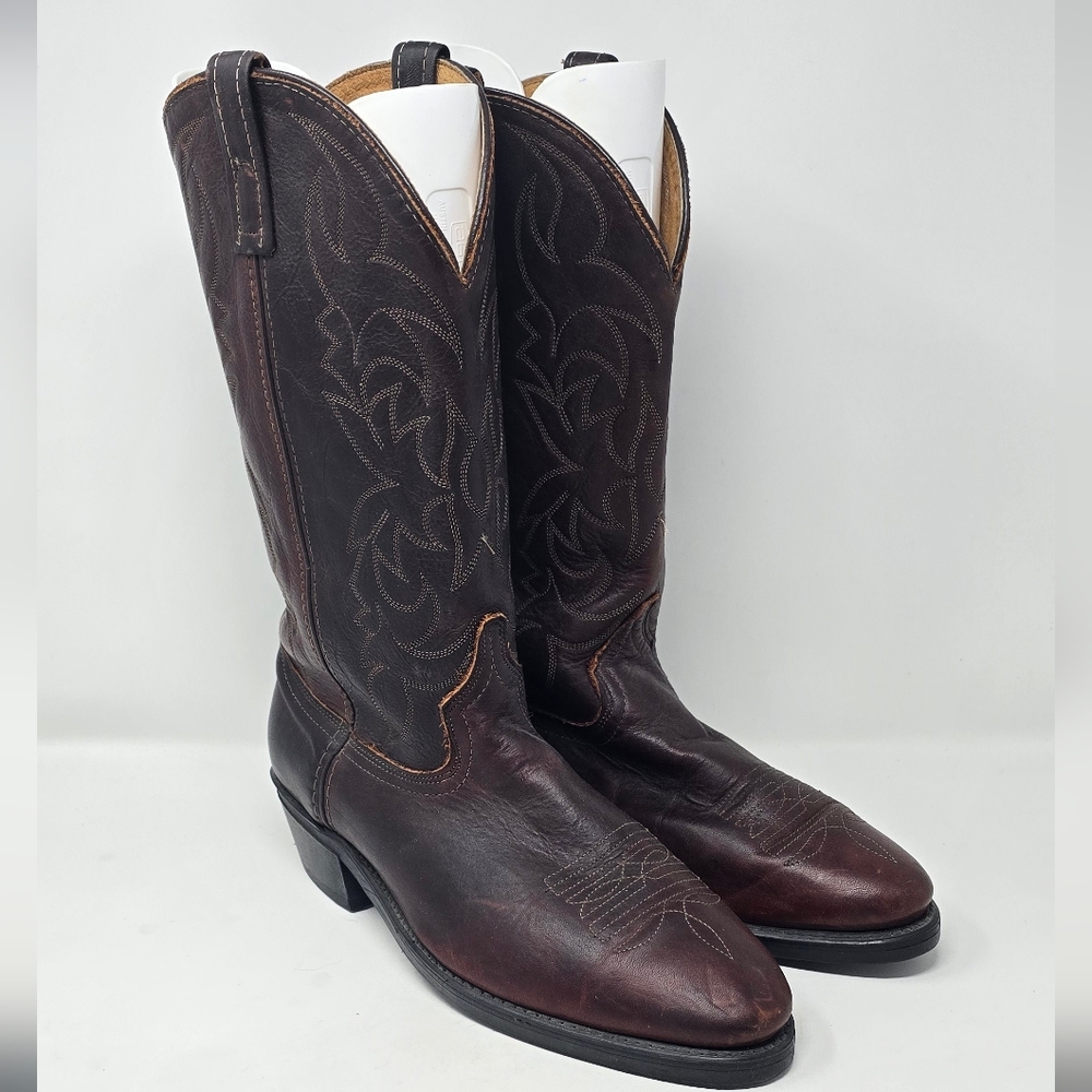 Justin men 11EW 68521 brown leather western cowboy boots USA gorpcore cowboycore